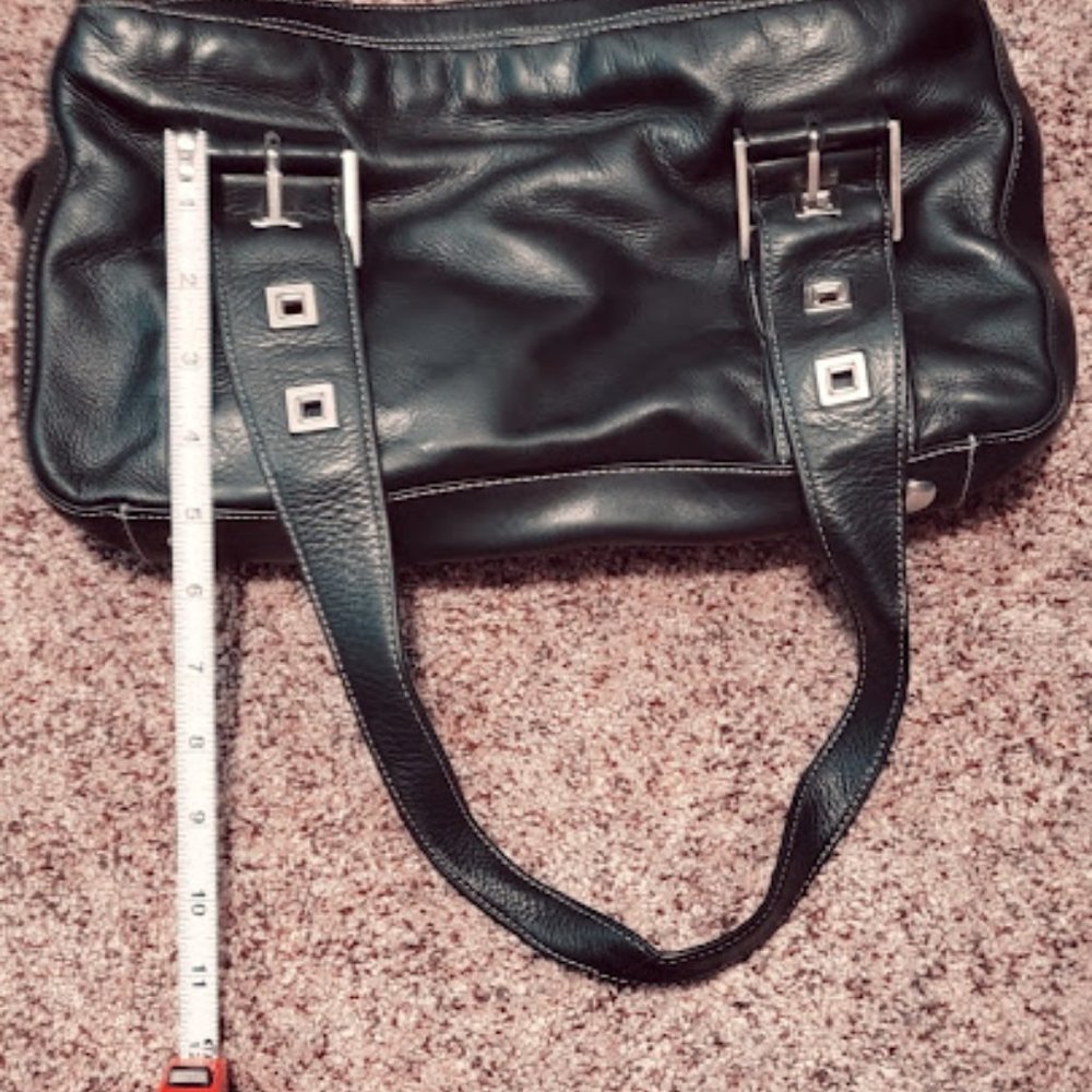 Perlina Black Leather Handbag